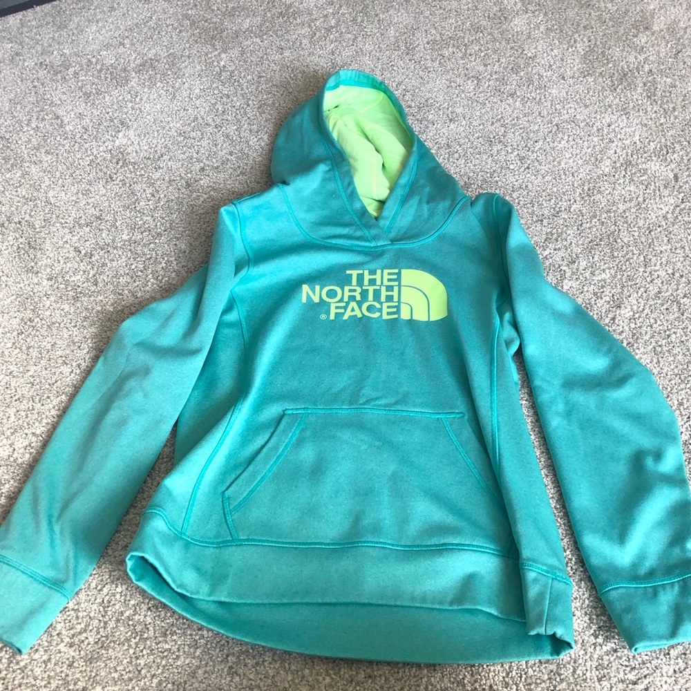 The north face blue/green hoody size medium